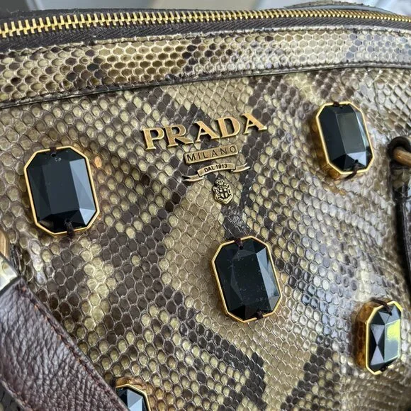 Prada Python Swarovski Shoulder Bag BL0579 Pitone Pietre - Picture 3 of 12